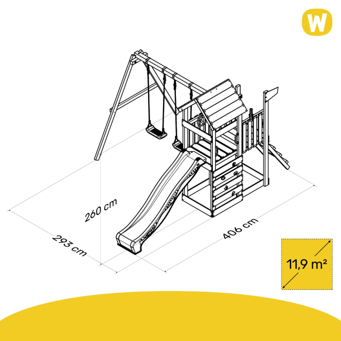 Kinderspielturm mit Holzdach MultiFlyer | Wickey.ro